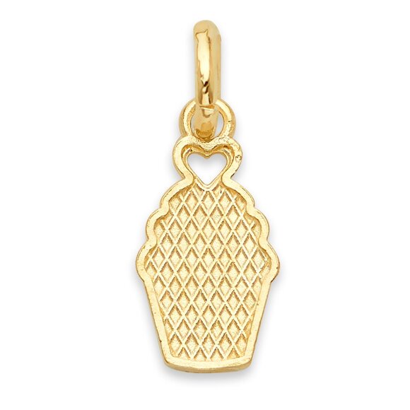 Solid 10k Gold Cupcake Charm - Cute Birthday Jewelry Gifts - Picture 4 of 6